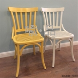 美式乡村风格彩色桦木餐椅/鸡蛋黄/天蓝色客厅椅/外贸原单现货椅