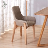 北欧宜家休闲实木餐厅椅小户型软包餐桌椅白橡木头椅子设计师椅子