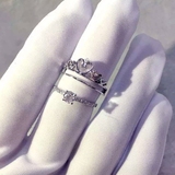 大牌皇冠公主两戴款18k白金黑卡超白莫桑石钻戒结婚女戒指子指环