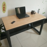 台式电脑桌美式铁艺实木书桌办公桌家用桌写字台复古做旧漫咖啡桌