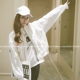 韩版蘑菇街女装春秋装2016潮流前线学院风拉链开衫短款外套棒球服