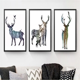 创意动物组合挂画北欧风格客厅装饰画卧室儿童房壁画麋鹿