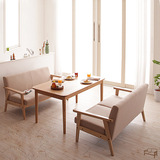 宜家实木客厅沙发 小户型布艺扶手椅沙发 简欧餐厅咖啡厅组合沙发