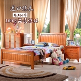 包邮床 橡木实木床1.2米单人床1.35米 1米童床小户型高箱储物床