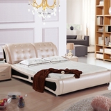 皮床真皮床双人床1.8米欧式床婚床1.5米软床简约小户型单人皮艺床