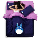 韩式龙猫卡通四件套简约床上用品秋冬床笠被罩宿舍寝室三件套单人