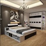 板式家具烤漆储物床1.8米双人床日式榻榻米板式床1.5/1.8米双人床