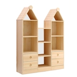实木书柜组合书橱松木尖顶书架儿童书架置物架储物柜展示柜定做