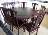 老挝红酸枝家具交趾黄檀圆桌组合1.38米实木餐桌红木餐台