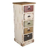 创意原木家具 白底木彩色五抽屉柜美式乡村风格个性复古做旧斗柜