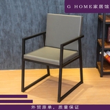 皮革面料椅子美式复古酒店椅子铁艺单人沙发椅贵宾椅休闲客厅椅子