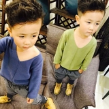 韩版男宝宝秋装儿童针织衫毛衣套头v领线衫男童2-3-5-7岁打底衫潮