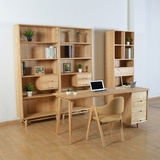 水曲柳书桌书柜组合 家用书房全实木家具  办公写字台定制家具