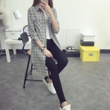 2016新款春夏格子棉质衬衫女韩版中长款宽松开衫防晒衣长袖外套
