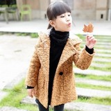 外套2015冬装韩版3-15岁中大童长款加厚带帽毛呢大衣 外套女 长袖