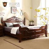 实木床简约美式乡村1.8米1.5米新古典双人床欧式雕花卧室家具熙和