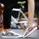 韩版学生夏情侣低帮圆头平跟花布休闲鞋贝壳头男女透气板鞋帆布鞋