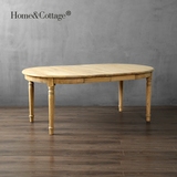 HC 北欧现代简约橡木餐桌 1.4M/2米美式乡村复古原木西餐圆延伸桌