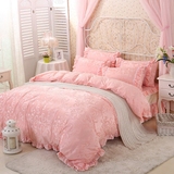 珊瑚绒四件套公主风冬天被套绒毛粉色床罩式1.8m床法兰绒加厚床裙