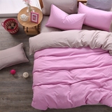 床上用品特价 纯色双拼简约3四件套素色条纹床单被套格子4三件套