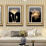 现代简约客厅装饰画三联画卧室挂画餐厅墙画欧式抽象透明花卉壁画
