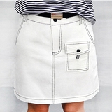 2016夏季女装新款韩版低腰修身白色牛仔短裙包臀百搭A字半身裙潮