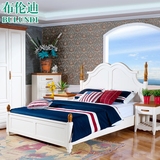 地中海风格实木床主卧1.8米双人大床 美式白色床一米八储物高箱床