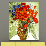 自油自画 数字油画diy 大幅客厅卧室花卉手绘装饰画 红罂粟与雏菊