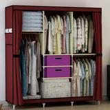 柜冠 简易布衣柜 加固新款组装防尘收纳衣柜 折叠宜家衣橱 紫色