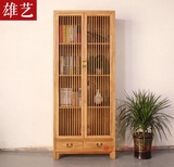 新中式书柜老榆木免漆家具衣柜储物柜现代简约实木茶叶柜展示柜