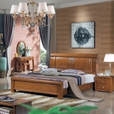 现代中式实木家具双人床铺1.8米 宜家时尚简约主卧室储物高箱床
