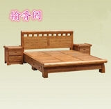 特价老榆木双人1.8米实木硬床板 木板床 新古典床 韩式翘头床