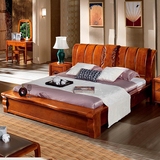 高端全实木床 金丝柚木床 双人床 1.8*2*2.2米大床 婚床 现代中式