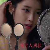 进口韩国公主镜子化妆镜制片人同款化妆镜随身折叠手柄镜子大小号