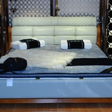 真皮双人床1.8米 现代简约软床 北欧小户型 婚床 实木床