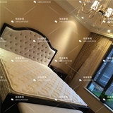现代中式简约新古典床美式乡村布艺软包床1.8卧室实木双人布艺床