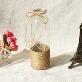 纯手工麻绳花瓶zakka玻璃文艺透明小花瓶桌面摆件干花花瓶玻璃瓶