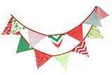 红绿棉布三角旗 圣诞三角旗  圣诞节圣诞树装饰用品 圣诞派对彩旗
