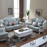 欧式沙发 奢华实木头层牛皮别墅客厅123沙发组合法式真皮沙发家具