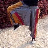 印度尼泊尔代购手工大裆裤 进口休闲灯笼瑜伽裤条纹垮裤男女 包邮