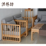 老榆木免漆新中式简约组合沙发客厅实木单人沙发布艺软包三人沙发