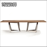 铁艺实木餐桌设计师办公桌长方形创意家具家居美式会议桌电脑桌