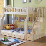 实木高低子母床简约现代儿童床多功能梯柜床双层床上下铺组合床