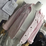 2016秋季新款韩版时尚[simida] 宽松显瘦长袖粉色牛仔外套上衣女