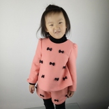 爱必贝T5819春季新款韩版女童毛呢套装丹尼熊巴拉巴拉新潮短裤