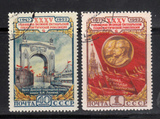 苏联邮票1952年  十月革命35周年2全列宁斯大林 销票编号1697