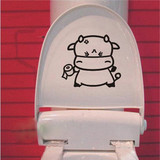 小牛马桶贴 可爱卡通搞笑厕所卫生间浴室温馨时尚防水墙贴纸mt
