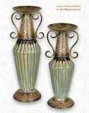 欧美式古典复古陶瓷+五金烛台 美式乡村仿旧外贸工艺品装饰摆件