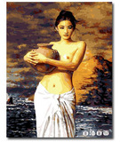 正品自油自画diy手绘油画裸女人物画包邮客厅装饰画陶40x50cm