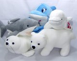 极地海洋馆海豚鲨鱼北极熊海豹海狮虎鲸白鲸螃蟹海龟毛绒玩具早教